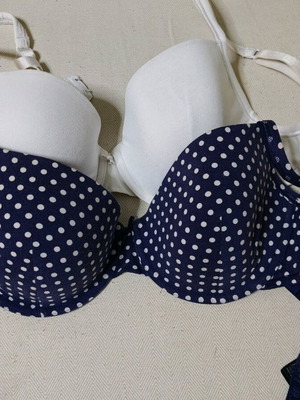 Marks & Spencer bra set white-blue polka dot like new, size 36D