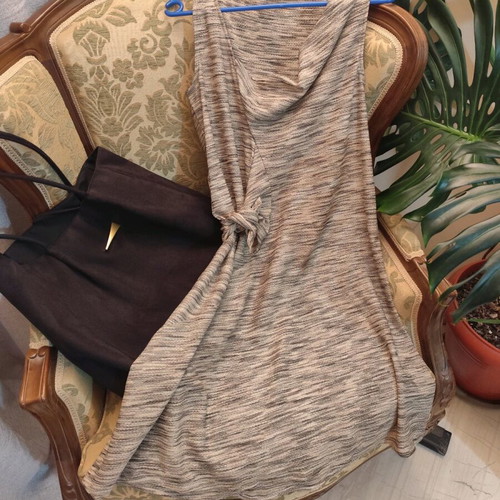 Stefanel elegant lurex knit dress sleeveless, like new, beige and brown