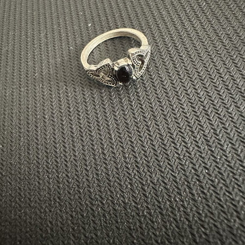 Gothic antique ring with black stone vintage design, like new