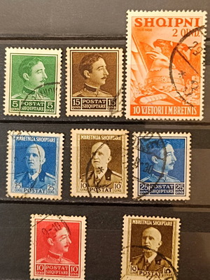 Albanian stamps used, lot of 8, 1930s decade