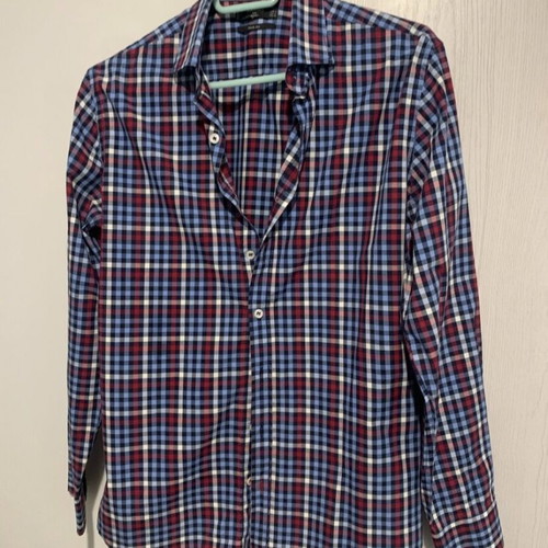 Mango men's checkered long-sleeve shirt like new, multicolor