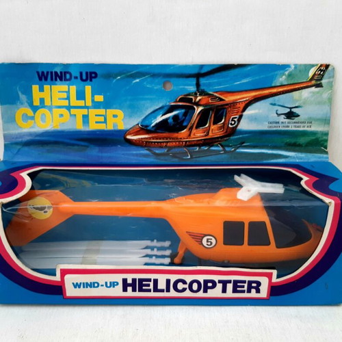 Wind Up Helicopter plastic, like new, made in Hong Kong