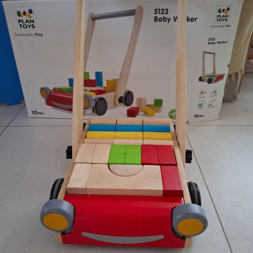 Plan Toys Baby Walker with Wooden Blocks used