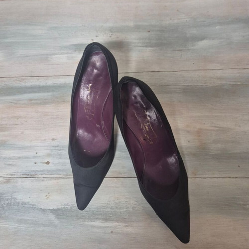 Satin black pumps used, size 38, heel height 9 cm