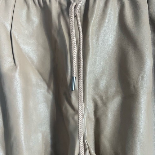 Leather pants tan new, size XS/S with elastic and drawstring