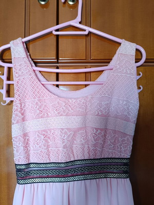 Long formal dress like new, size S 36, pink