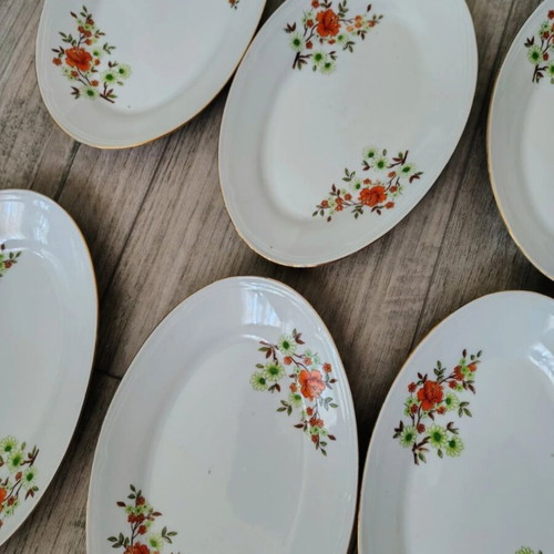 Vintage oval plates set of 6, like new, 15×20 cm