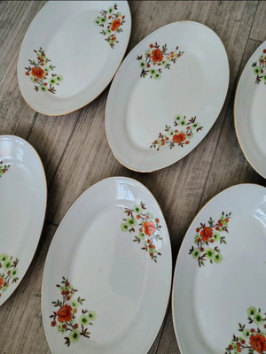 Vintage oval plates set of 6, like new, 15×20 cm