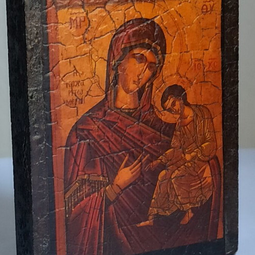 Byzantine icon of Panagia Kecharitomeni used, vintage style wooden