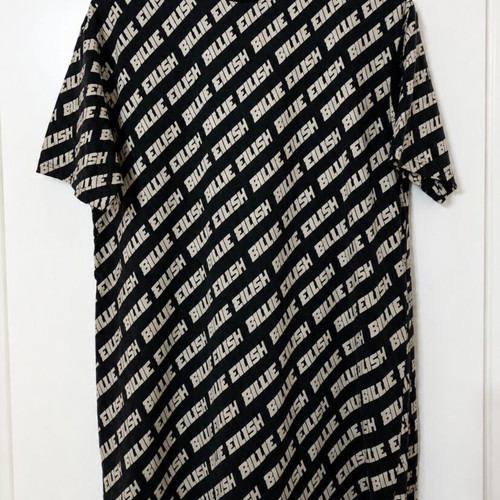 Billie Eilish Oversized T-Shirt black with beige all-over print like new