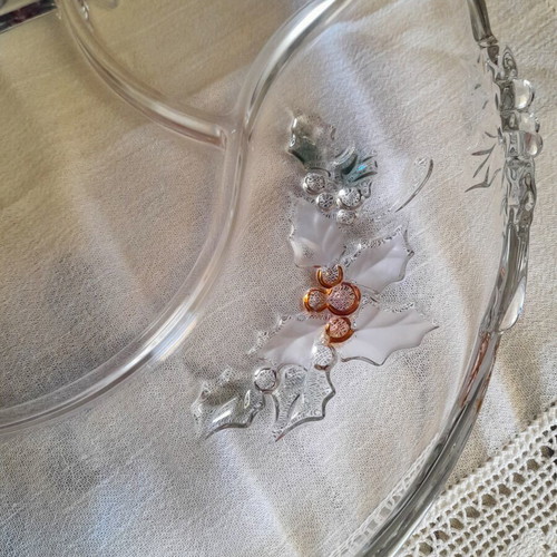 Vintage Crystal Serving Platter 35cm with Alexandrina Embossed Design