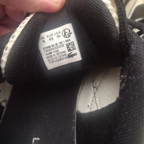 Lacoste Storm 96 2K sneakers size 43 like new, white and black