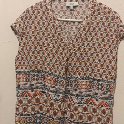 Tinta V Neck Printed Viscose Blouse XXL New