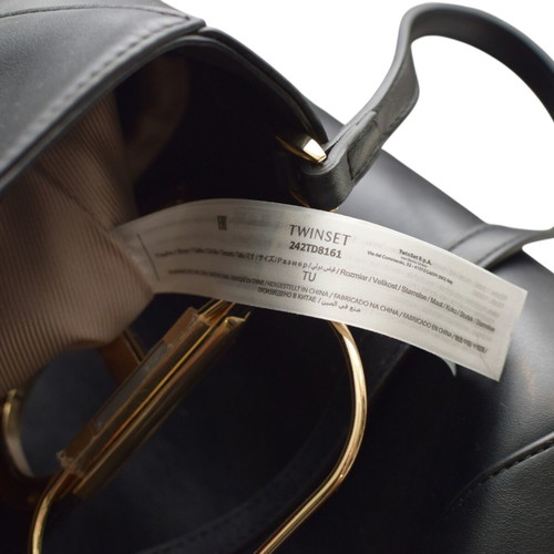 Twinset Milano Black Leather Tote Bag like new with Gold Logo
