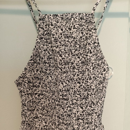 Bershka Halter Mini Dress XS New, Floral Black and White