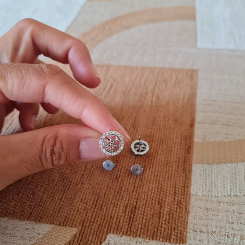 Guess stainless steel earrings, silver