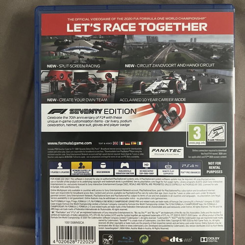 F1 2020 PS4 game
