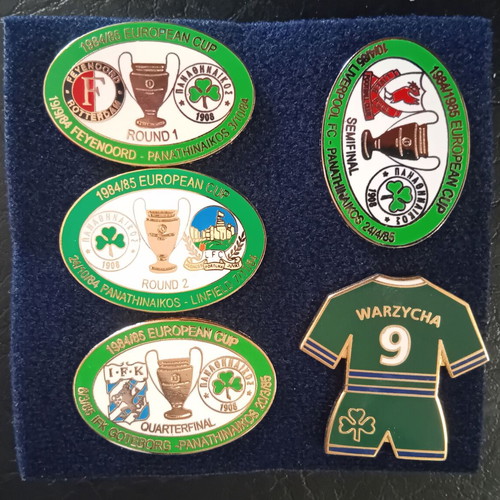 Panathinaikos Champions League 1984-1985 metal pin set of 5