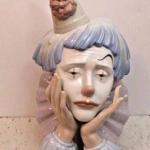 Lladro Sad Clown bust used, Spanish porcelain