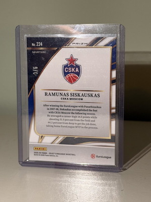 Panini Select Euroleague Ramunas Siskauskas Courtside Prizm καινούργιο