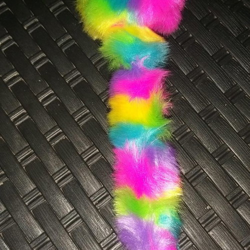 Pen with colorful fur unused, blue ink and cap