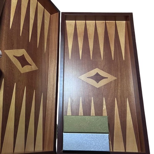 Wooden backgammon with painted design like new