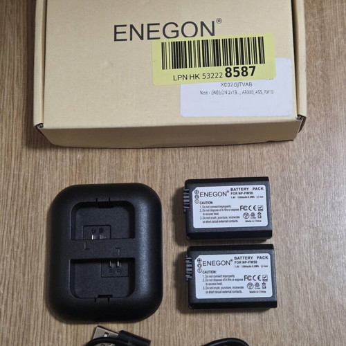 Enegon NP-FW50 Battery Pack with Dual USB Charger for Sony Cameras New