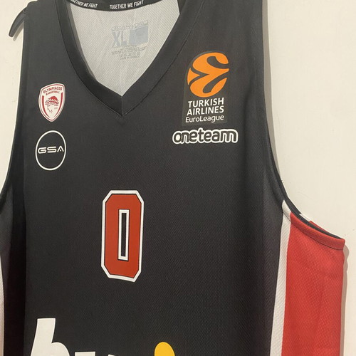 Olympiacos Basketball Jersey 2023-2024 Signed by Thomas Walkup, Size X-Large
