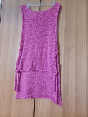 Asymmetric sleeveless knitted top new, pink