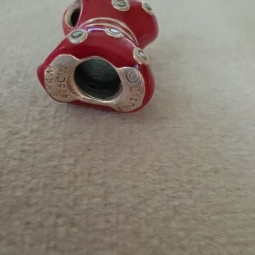 Pandora Disney charm used, red and silver with cubic zirconia