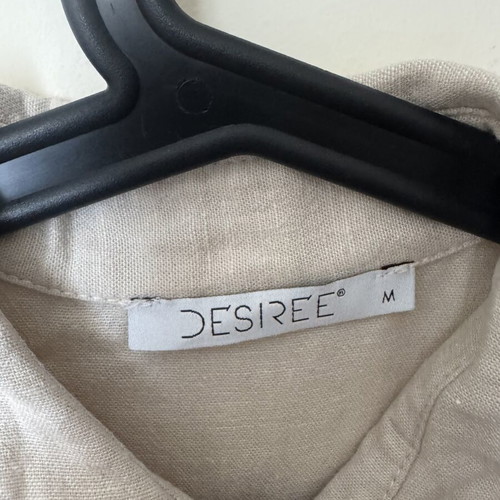 Desiree long linen dress like new, beige, maxi length with buttons