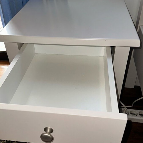 White solid wood nightstand like new with drawer and storage space