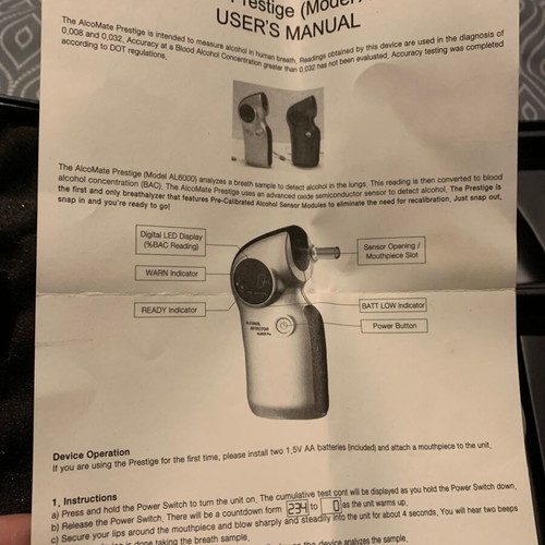Alcohol Tester like new with new mouthpieces in cellophane