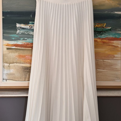 Mango Maxi Pleated Skirt off-white medium like new