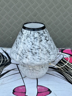 Mushroom lamp made of blown glass used, marble effect 1980s style
