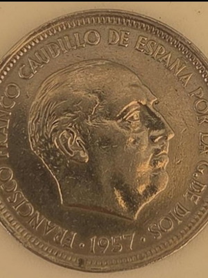 50 Pesetas Coin 1957 like new, Spanish Franco era