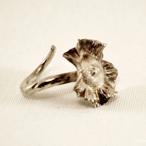 Handmade Silver Ring made to order with Riverside Flowers theme