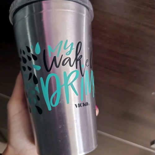 Stainless steel cup with straw Vicko like new