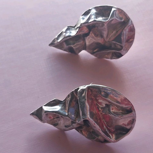 Women's earrings used, elegant silver (1000) vintage clip-on