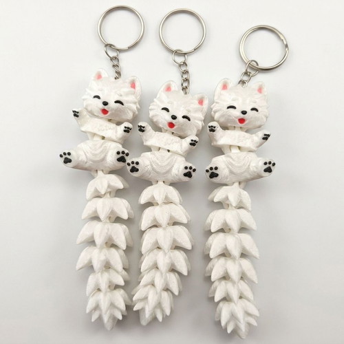 Samoyed articulated keychain fidget toy, 12cm, multicolor