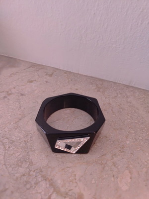 Statement black geometric bracelet with rhinestones like new
