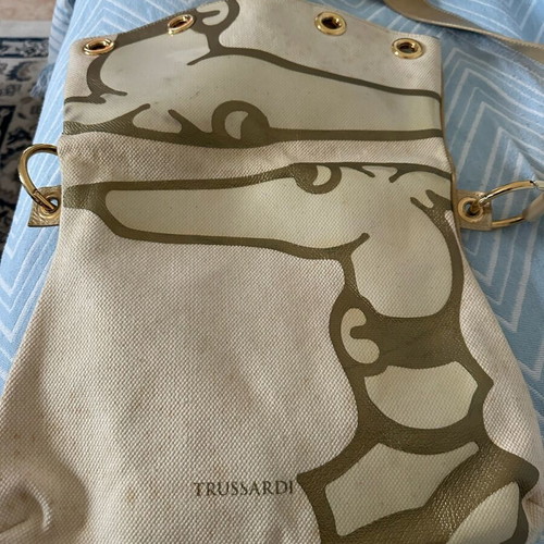 Trussardi cross body bag used beige with gold decorative details