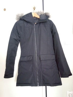 Adidas parka black, size XS, like new, with removable hood fur