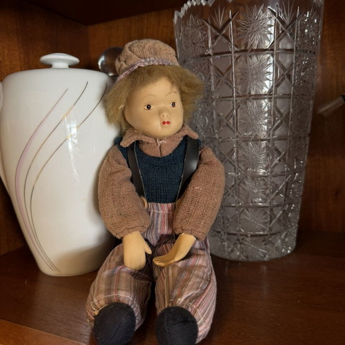 Antique handmade porcelain doll used, painted