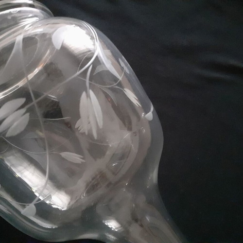 Crystal water jug from 1960 like new with carved decoration