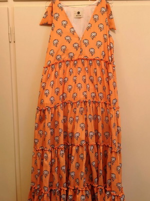 Рокля Karavan Madanika SS21 като нова, оранжева с мотив артишок и колан