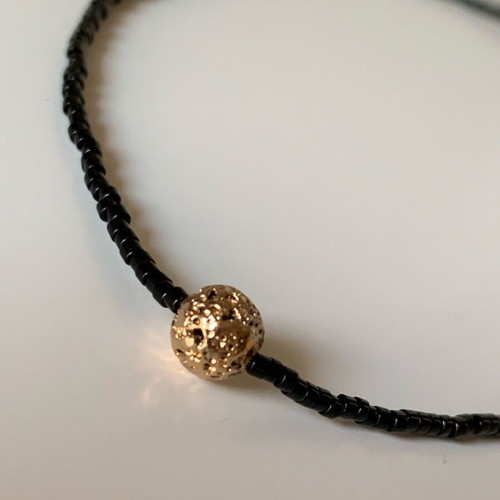 Handmade necklace with lava and Miyuki Delica glass beads new