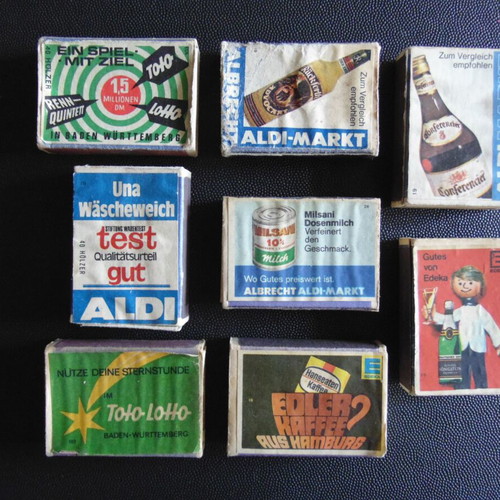 German collectible matchboxes used, pack of 8