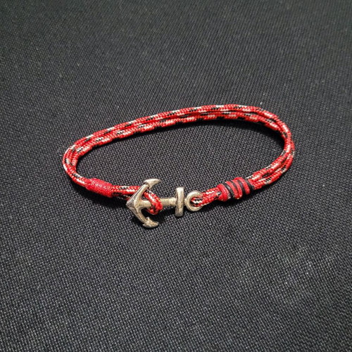 Anchor bracelet handmade from scratch, like new, red and silver