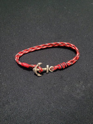 Anchor bracelet handmade from scratch, like new, red and silver